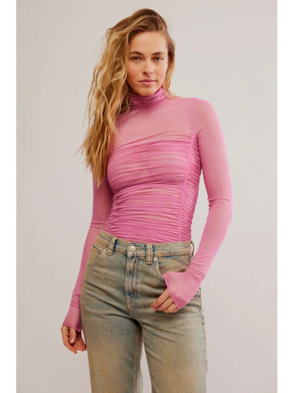 NWT Free People Revolve pink mesh Under It All bodysuit